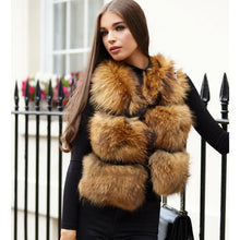 Load image into Gallery viewer, BFFUR 2019 Women Real Raccoon Fur Vest 100% Real Fur Vests Female Autumn Winter Waistcoat Park With Fur Solid Color Fur Coat