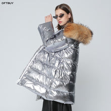 Load image into Gallery viewer, OFTBUY Silver Parka Long Parkas Winter Jacket Women Real Fur Coat Natural Raccoon Fur Duck Down Coat Thick Warm Streetwear Brand